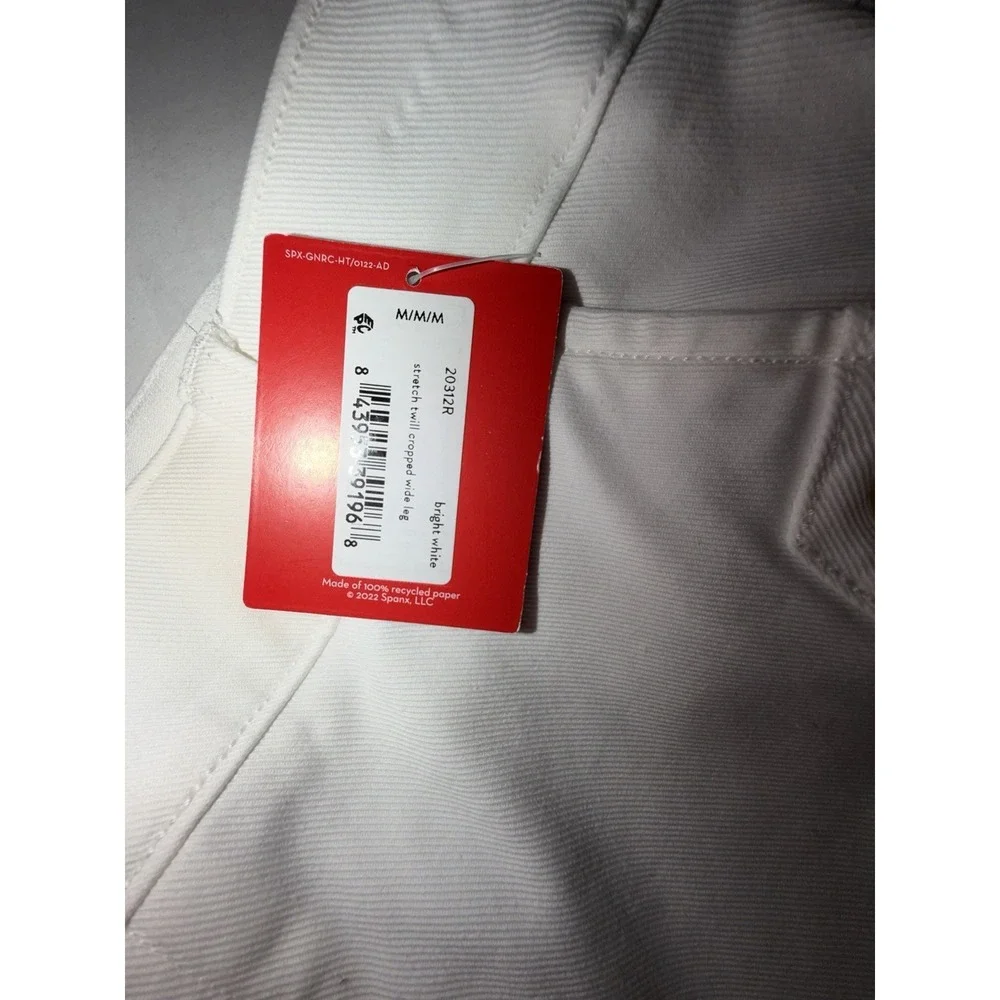 NWT SPANX 20312R Stretch Twill Cropped Wide Leg in Bright White Pants M - Picture 7 of 12